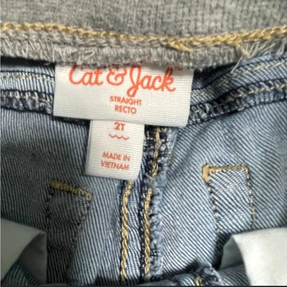 Cat and Jack Toddler Boys Blue Denim Jeans with Gray Waistband